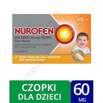 Nurofen dla dzieci czopki ibuprofen 60 mg leki przeciwbólowe od 3 miesiąca życia 10 szt