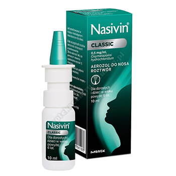 Nasivin Classic 0,05% 0,5mg/ml, aerozol do nosa, 10ml