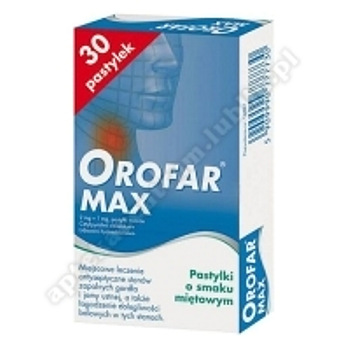 Orofar MAX pastyl.twarda 2mg+1mg 30pastyl.