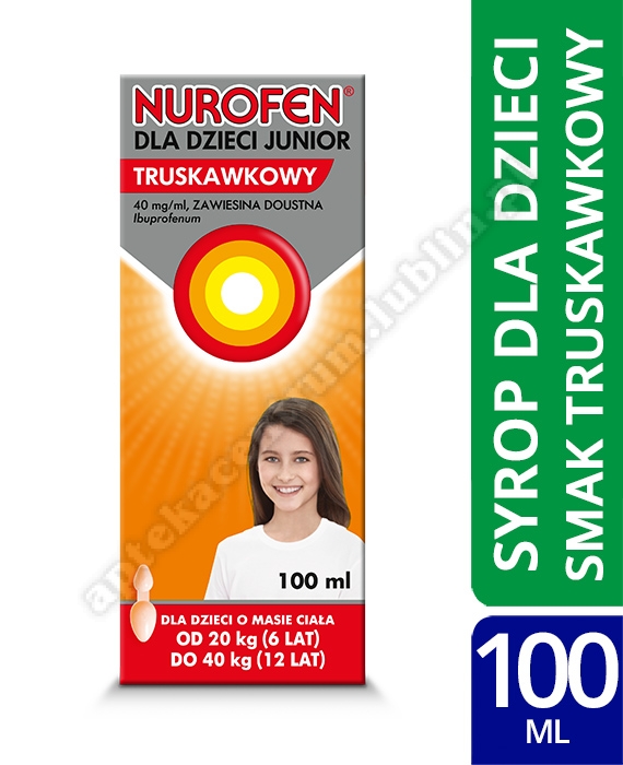 Nurofen dla dzieci Junior truskawkowy leki przeciwbólowe 100 ml ibuprofen