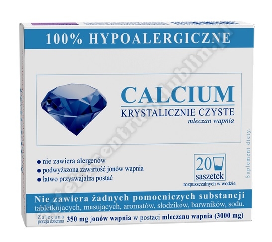 Calcium Krystalicznie Czyste 100% hypoalergiczne proszek 20 saszetek