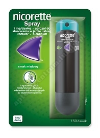 Nicorette Spray 1 mg/dawkę aerozol do stosowania w jamie ustnej 150 dawek. Na rzucanie palenia