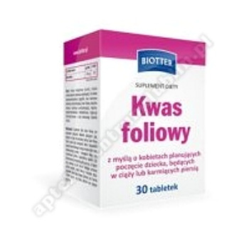 Kwas Foliowy BIOTTER tabl.  0, 4 mg 30 tabl. 