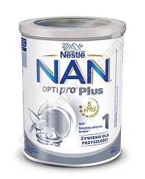 Nestle NAN Optipro Plus 1 HM-O, mleko początkowe dla niemowląt od urodzenia, 800 g