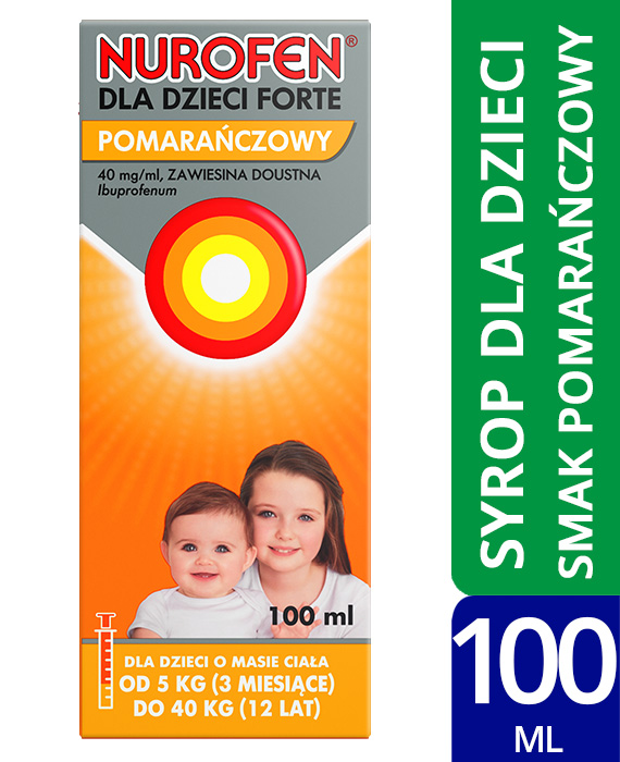 Nurofen dla dzieci Forte ibuprofen zawiesina 200 mg na 5 ml o smaku pomarańczowym 100 ml