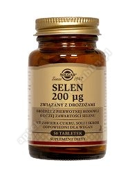 SOLGAR Selen 200 microgram związany z drożdżami 50 tabletek