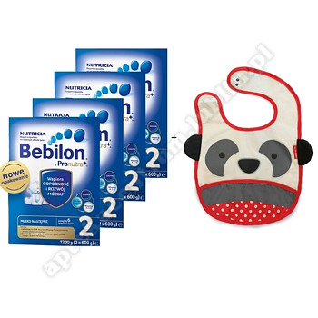 Bebilon 2 z Pronutrą mleko 1200g X 4 sztuki + Śliniaczek skip hop Zoo Panda