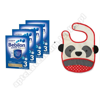 Bebilon 3 z Pronutra Mleko 1200G X 4 SZTUKI + Śliniaczek Zoo skip hop Panda