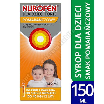 Nurofen dla dzieci Forte ibuprofen zawiesina 200 mg na 5 ml o smaku pomar.  150 ml