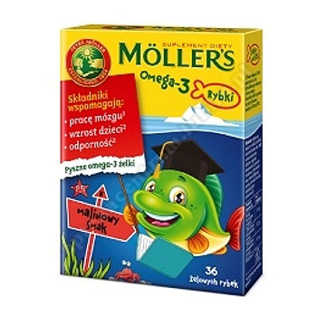 MOLLERS Omega-3 Rybki malinowe żelki 36szt+joy happy 3 zelki gratis !!!