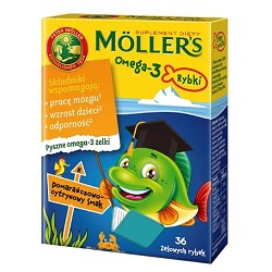 Mollers Omega-3 Rybki Pomarańczowo-cytrynowe 36 sztuk+kolorowanka Gratis !!!