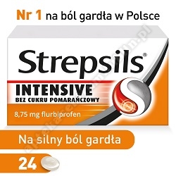 Strepsils Intensive bez cukru pomarańczowy 24 pastyl.