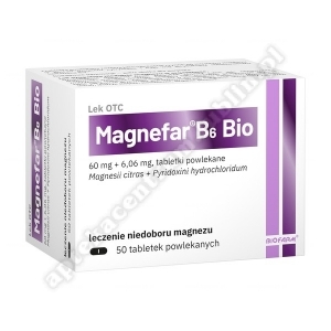 Magnefar B6 Bio 60mg + 6, 06mg,  50 tabletek