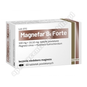 Magnefar B6 Forte 100mg + 10, 10mg,  60 tabletek