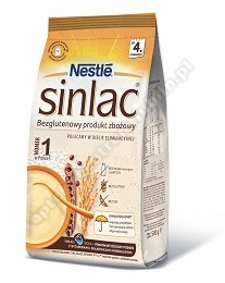 Nestle Sinlac Bezglutenowy Produkt Zbożowy Bez Laktozy Soi t po 4 m, 500 g