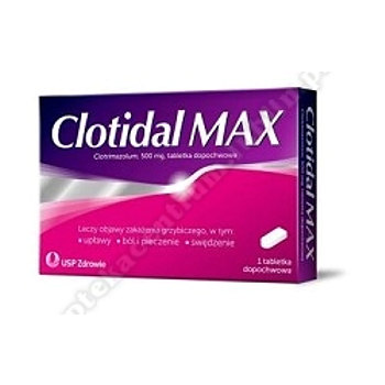 Clotidal MAX, tabletka dopochwowe na leczenie objawów grzybicy, 1 szt