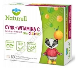 Naturell Cynk + Witamina C dla dzieci tabl