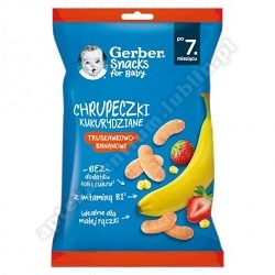 GERBER SNACKS FOR BABY Chrupeczki kukurydziane bananowo-truskawkowe
